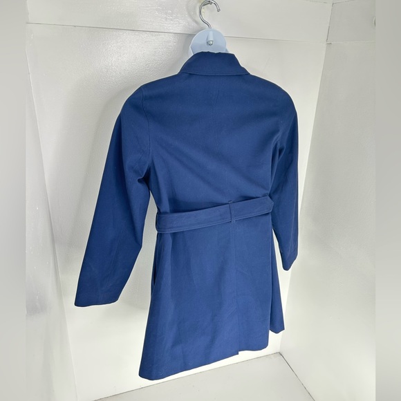 J. Crew Womens 10 Blue Belted Double Breasted Trench Mid Length Classic Office - Picture 8 of 13